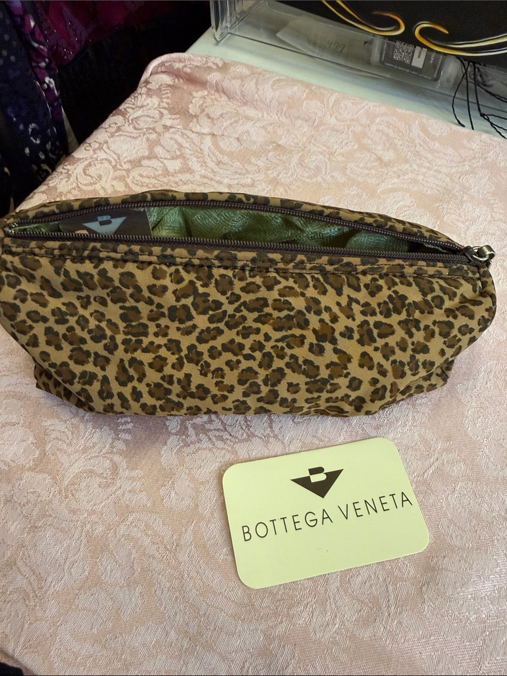 Bottega Veneta Leopard Print Cosmetic Pouch in Brown